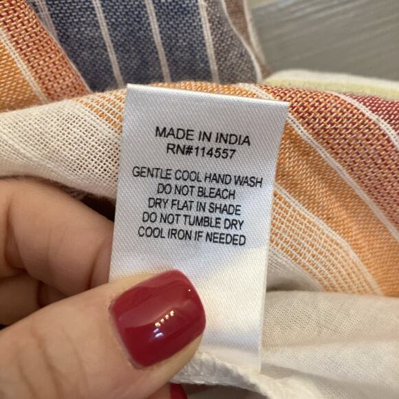 THML Rainbow Stripe Tassel Midi Dress Sz XS 100% Cotton Summer Beach Casual Boho - Picture 11 of 13